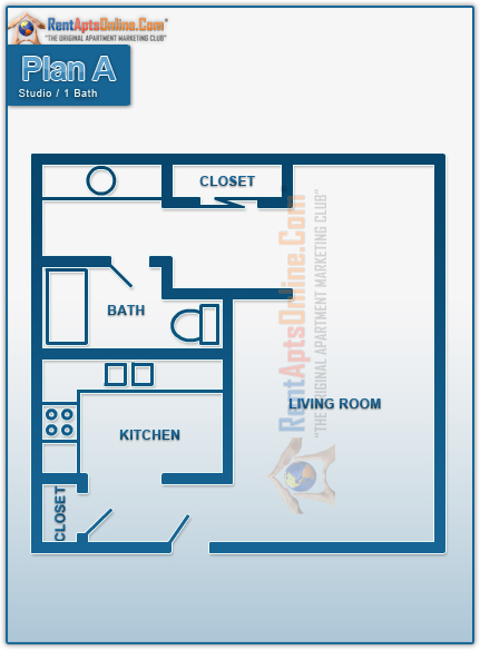 This image is the visual schematic representation of 'Floor Plan A' in Huntington Creek Apartments.